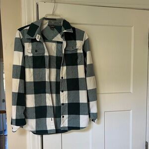 Eddie Bauer Teal and White Plaid Shirt